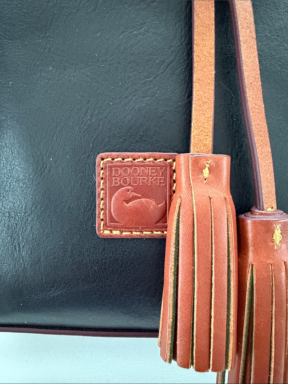 Dooney & Bourke TASHA Smooth Leather Bucket Bag with British Tan Trim  NWT
